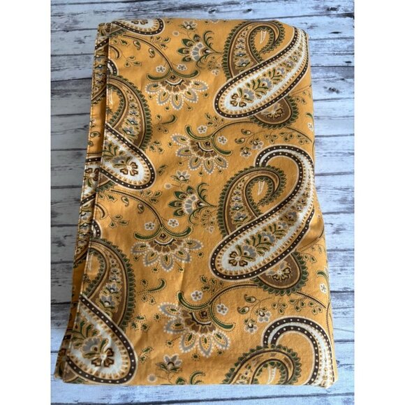 Pottery Barn Paisley Table Runner Gold Brown White Green 100% Cotton 18" x 108" - Picture 1 of 7